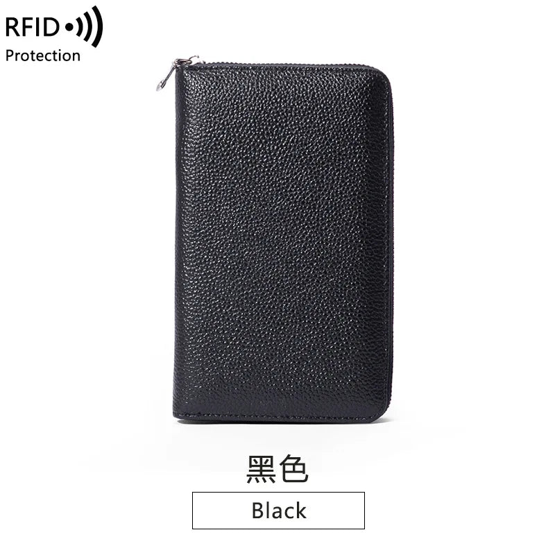 Multifunctional Leather Passport Wallet Large Capacity Clutch Handbag