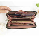 Women Long Wallet 3D Embossing Rose Dragonfly Butterfly Clutch Zipper Hangbags