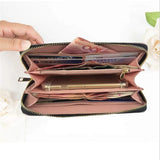 Women Long Wallet Leather 3D Embossing Clutch Bag Large Zipper Hangbags