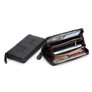 Women Sheepskin Phone Purse Knitting Zipper Wallet Ladies Clutch Purses