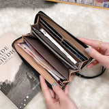 Women Long Wallet Wrist Strap Large Capacity Wallet Clutch