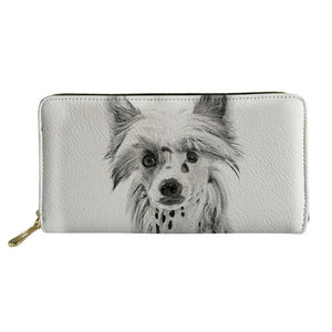 Chinese Crested Dog Print Long Wallet for Women