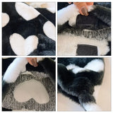 Heart Pattern Plush Shoulder Bags Soft Handbags Winter Fluffy Totes