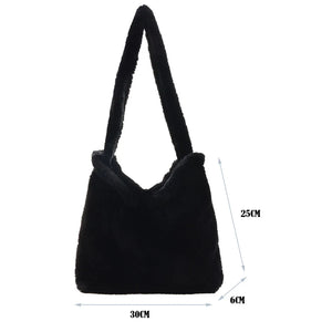 Women Love Heart Shoulder Bags Plush Winter Handbags