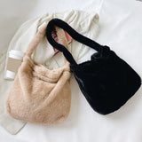 Women Love Heart Shoulder Bags Plush Winter Handbags