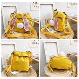 Cute Rabbit Ear Canvas Bag Japanese Style Bucket Bag for Girls