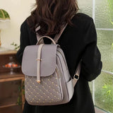 Embroidered Rivet Backpack Sweet College Style School Bag
