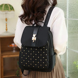 Embroidered Rivet Backpack Sweet College Style School Bag