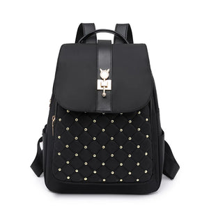 Embroidered Rivet Backpack Sweet College Style School Bag