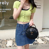 Small Lingge Handbag Crossbody Shoulder Round Clutch Handbags