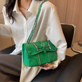 Green Leather Chain Women Handbag Shoulder Bag Messenger Bags Briefcase