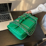Green Leather Chain Women Handbag Shoulder Bag Messenger Bags Briefcase