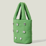 Women Shoulder Bags Diamond Puff Down Feather Bucket Handbag