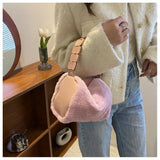 Winter Women's Faux Fur Shoulder Bag Soft Plush Handbag