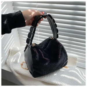 Winter Women's Faux Fur Shoulder Bag Soft Plush Handbag