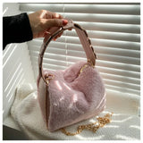 Winter Women's Faux Fur Shoulder Bag Soft Plush Handbag