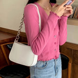 Solid Tote Bag Women Handbag PU Leather Underarm Bag Shoulder Bag