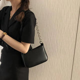 Solid Tote Bag Women Handbag PU Leather Underarm Bag Shoulder Bag