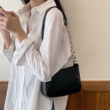 Solid Tote Bag Women Handbag PU Leather Underarm Bag Shoulder Bag