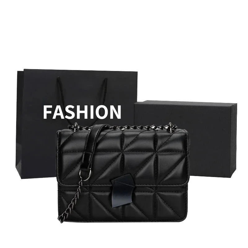 Women Handbags Rhombic PU Leather Crossbody Bags Chain Small Messenger Bag
