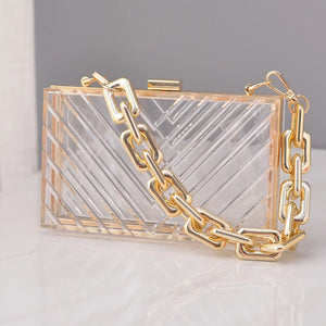 Clear Acrylic Evening Clutch Crossbody Shoulder Bag for Women