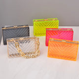 Clear Acrylic Evening Clutch Crossbody Shoulder Bag for Women