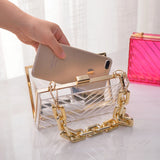 Clear Acrylic Evening Clutch Crossbody Shoulder Bag for Women