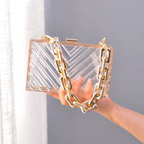 Clear Acrylic Evening Clutch Crossbody Shoulder Bag for Women