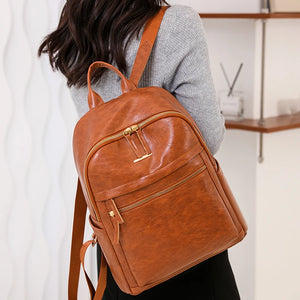 Vintage Leather Backpack Women Shoulder Bag Travel Bagpack School Bags