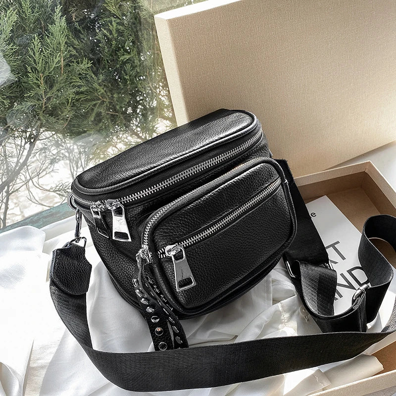 100% Cowhide Crossbody Bags Shoulder Messenger Handbags Small Chest Bag