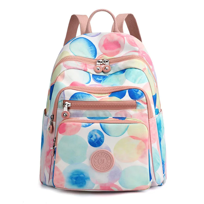 Women Nylon Travel Bagpack Multi-pockets School Bags for Teenage Girls