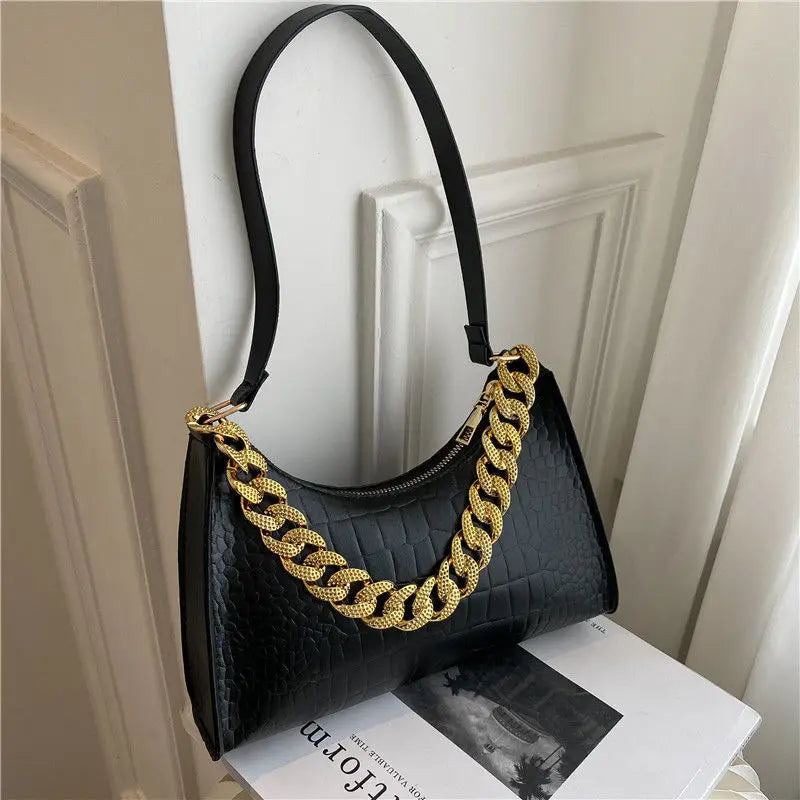 Vintage Chain Underarm Bags for Women Casual Shoulder Bags