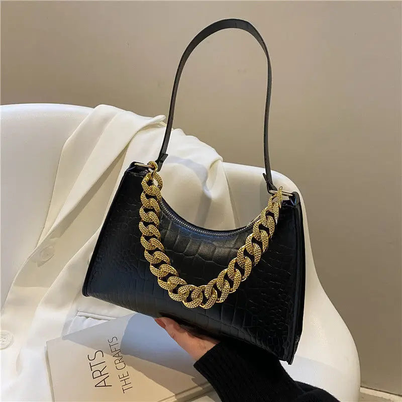 Vintage Chain Underarm Bags for Women Casual Shoulder Bags
