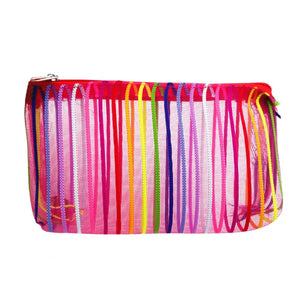 Colorful Striped Makeup Bag High Capacity Dust-proof Portable Toiletries Organiz
