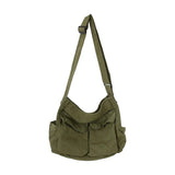 Canvas Messenger Bag Large Hobo Bag with Multiple Pockets Crossbody Shoulder Bag