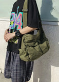 Canvas Messenger Bag Large Hobo Bag with Multiple Pockets Crossbody Shoulder Bag
