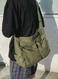Canvas Messenger Bag Large Hobo Bag with Multiple Pockets Crossbody Shoulder Bag