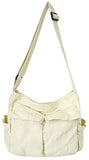 Canvas Messenger Bag Large Hobo Bag with Multiple Pockets Crossbody Shoulder Bag