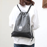 Drawstring Backpack Canvas Beach Bag Outdoor Sport Bag Women Men