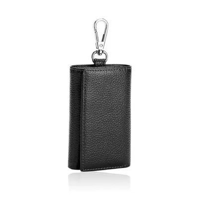 Leather Key Wallets 6 Ring Buckle Key Case Housekeeper Holder