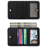 RFID Blocking Leather Bifold Zipper Wallet with ID Window