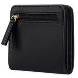 RFID Blocking Leather Bifold Zipper Wallet with ID Window