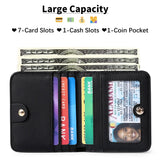RFID Blocking Leather Bifold Zipper Wallet with ID Window