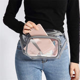 Clear Double-Layer Zippers Waist Bag Waterproof Adjustable Straps Pack