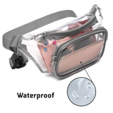 Clear Double-Layer Zippers Waist Bag Waterproof Adjustable Straps Pack