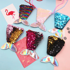 Sequins Mermaid Tail Coin Purse Crossbody Bag for Kids