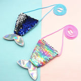Sequins Mermaid Tail Coin Purse Crossbody Bag for Kids