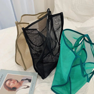 Women Mesh Handbag Ladies Foldable Shopping Shoulder Bags Reusable Beach Bag