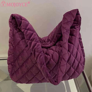 Women Messenger Bag Quilted Shoulder Handbag Large Capacity Zipper