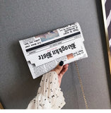 Women Envelope Messenger Bag Clutch with Chain Print PU Single
